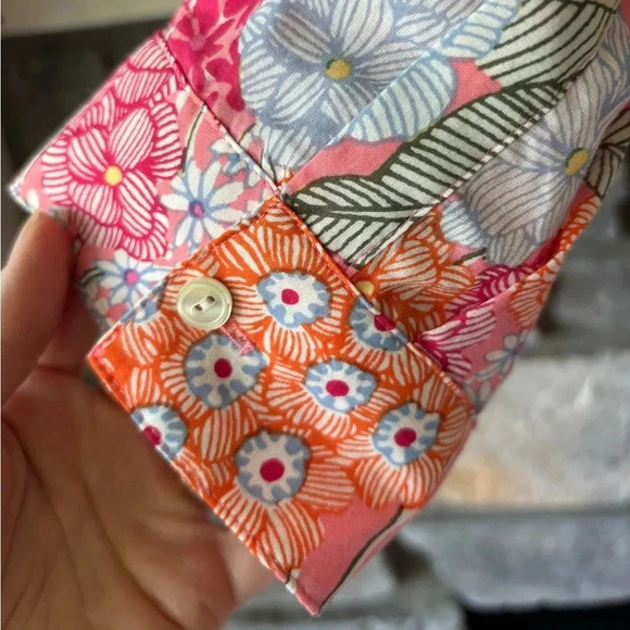 Talbots Dress Women’s 4P Barbiecore pink Floral cottagecore shirt dress - Picture 5 of 9